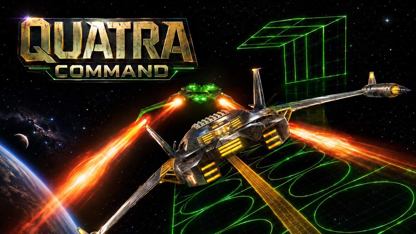 Quatra Command, the rebuilt browser game, title screen