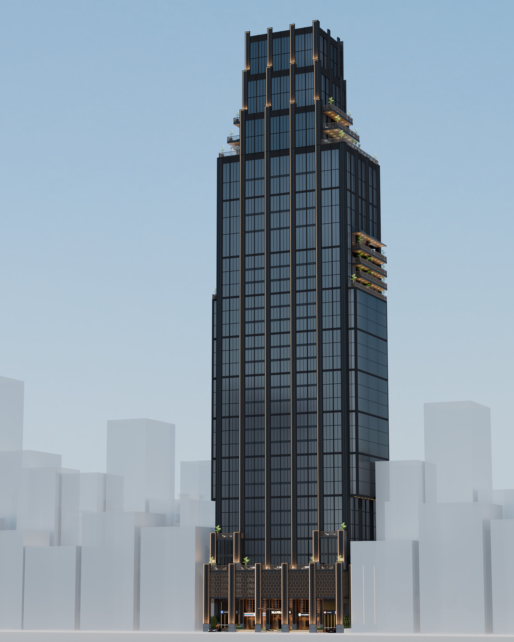 Mahathan redesign, facade elevation drawing
