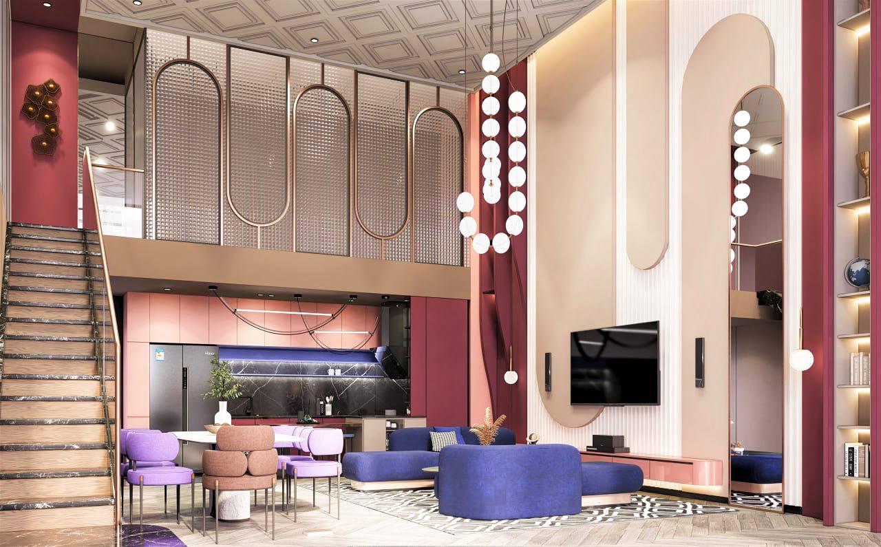 Duplex Queen, developer-supplied interior, view 1
